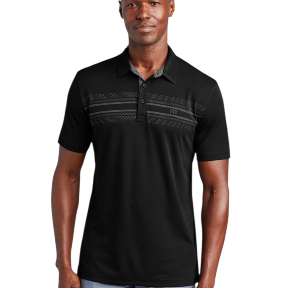 Travis Mathew Monterey Chest Stripe Polo Black Silver Golf Shirt Men’s Medium